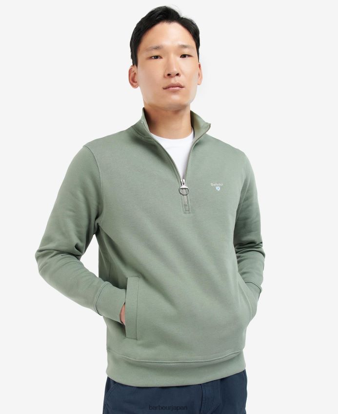 衣類 Barbour Barbur Rothley ハーフジップ スウェットシャツ アガベグリーン 男性 RV6THF1061