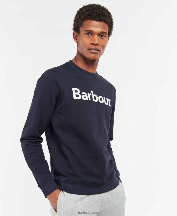 衣類 Barbour ロゴ クルーネック スウェットシャツ 海軍 男性 RV6THF1028