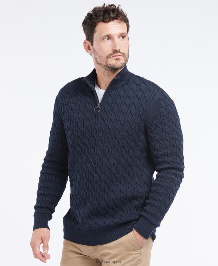 衣類 Barbour ケーブルニットハーフジップ 光の苔 男性 RV6THF1082