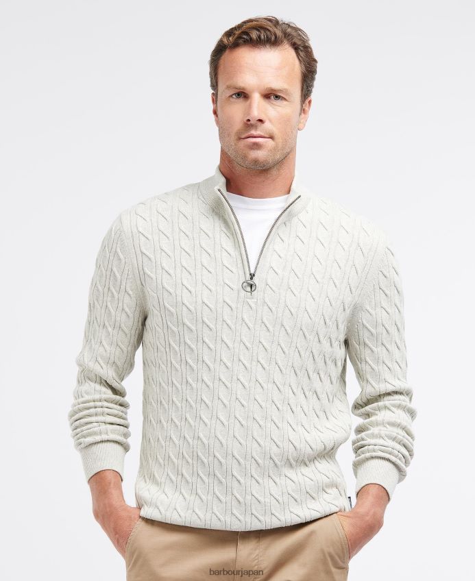 衣類 Barbour ケーブルニットハーフジップ 光の苔 男性 RV6THF1090