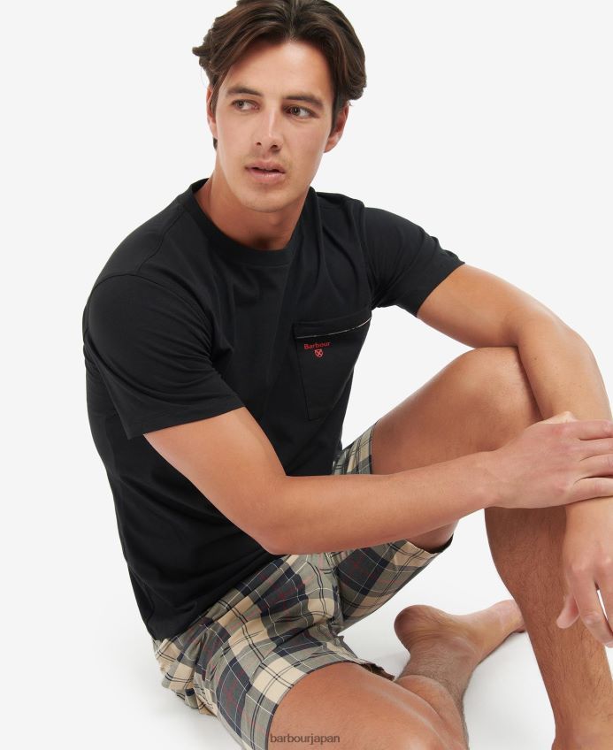 衣類 Barbour ベイルズパジャマセット 夏用のネイビータータンチェック 男性 RV6THF1240