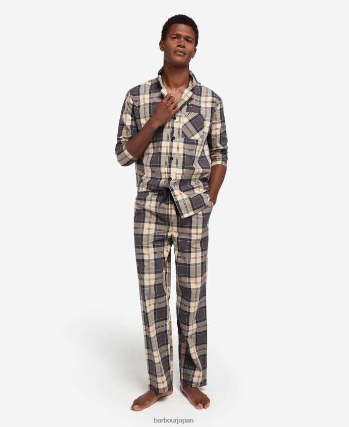 衣類 Barbour カーライルパジャマセット 夏用のネイビータータンチェック 男性 RV6THF1242