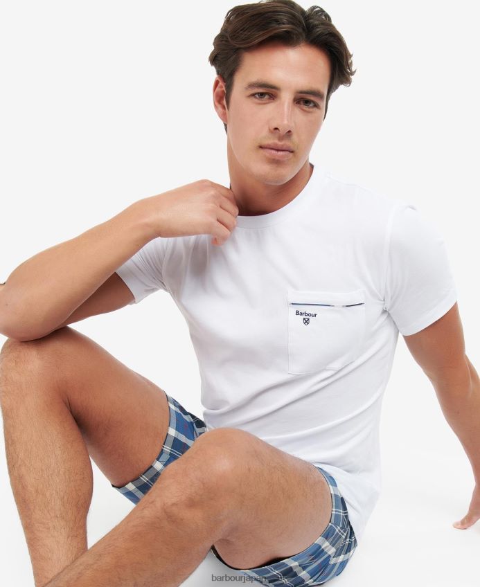 衣類 Barbour ベイルズパジャマセット 夏用のネイビータータンチェック 男性 RV6THF1243