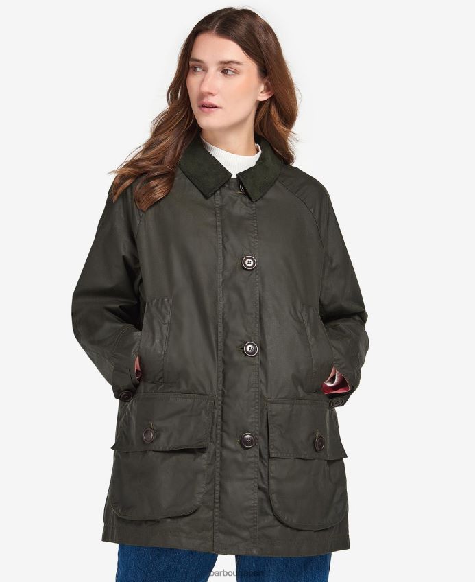 衣類 Barbour ソルトワックスジャケット アーカイブ オリーブ/ピンク パンチ 女性 RV6THF1379