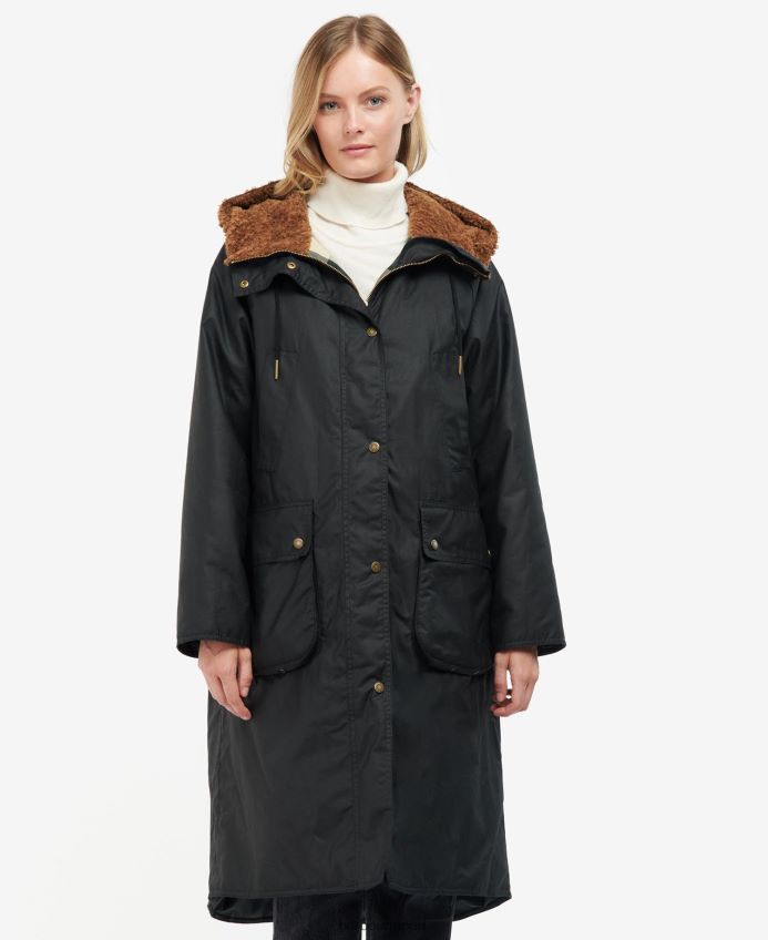 衣類 Barbour ガニスターワックスジャケット ブラック/古代タータンチェック 女性 RV6THF1395
