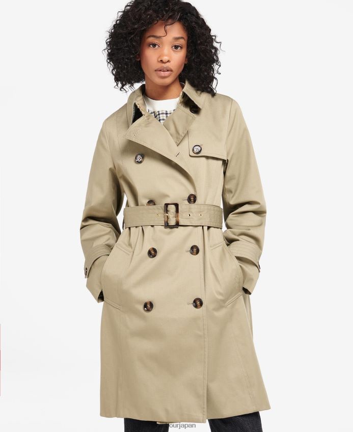 衣類 Barbour ショート グレタ シャワープルーフ トレンチ コート ダークネイビー/古代ポプラ 女性 RV6THF1526
