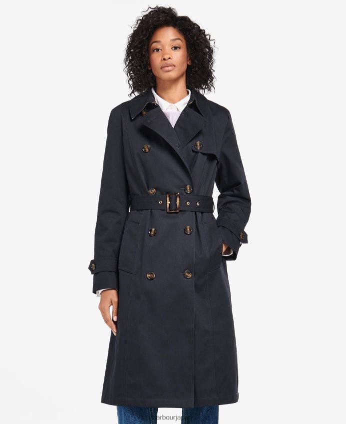 衣類 Barbour グレタ シャワープルーフ トレンチ コート ミッドナイト/ローズウッドタータンチェック 女性 RV6THF1531