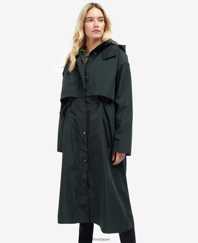 衣類 Barbour クロスフィールズの防水トレンチコート パーマーグリーン 女性 RV6THF1532