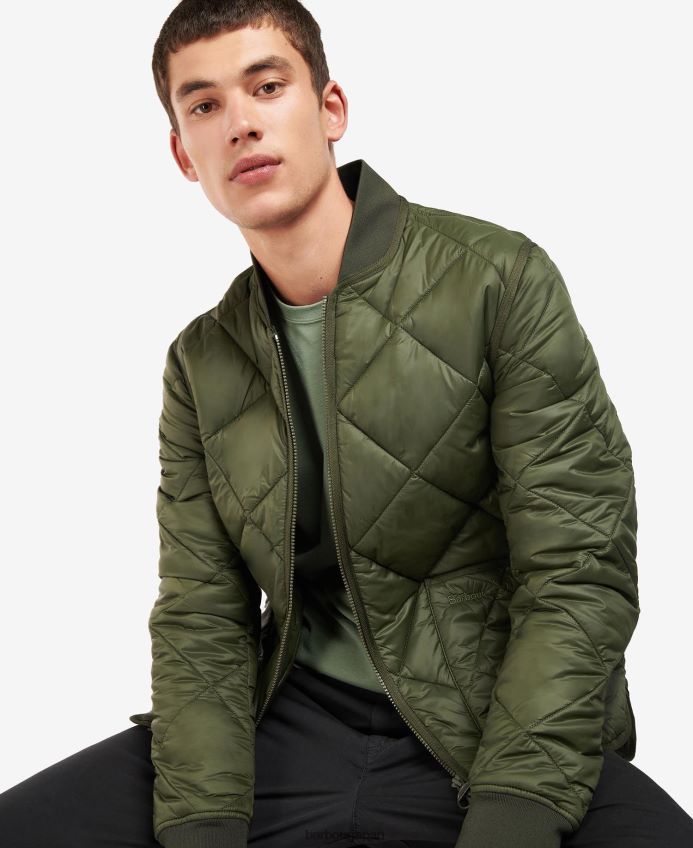 衣類 Barbour アクション リッズデール キルティング ジャケット オリーブ 男性 RV6THF154
