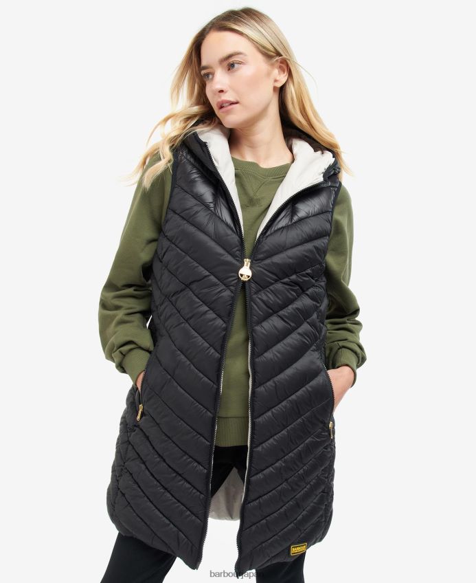 衣類 Barbour コスフォードリバーシブルジレ ブラック/シルバークラウド 女性 RV6THF1574