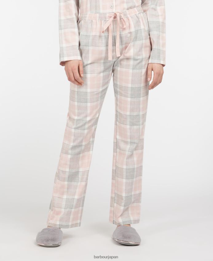 衣類 Barbour ナンシー パジャマ パンツ ピンクのタータンチェック 女性 RV6THF2036
