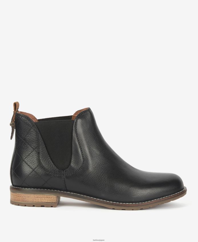 履物 Barbour カメリア ダイヤモンドキルティング チェルシーブーツ クラシックブラック 女性 RV6THF2089