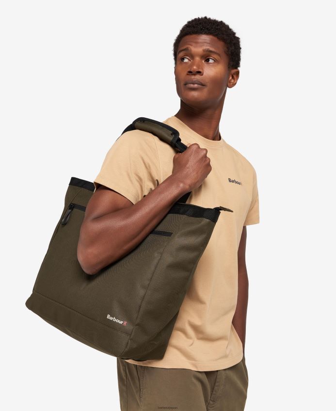 アクセサリー Barbour アーウィン キャンバス トートバッグ オリーブ/ブラック 男性 RV6THF2214