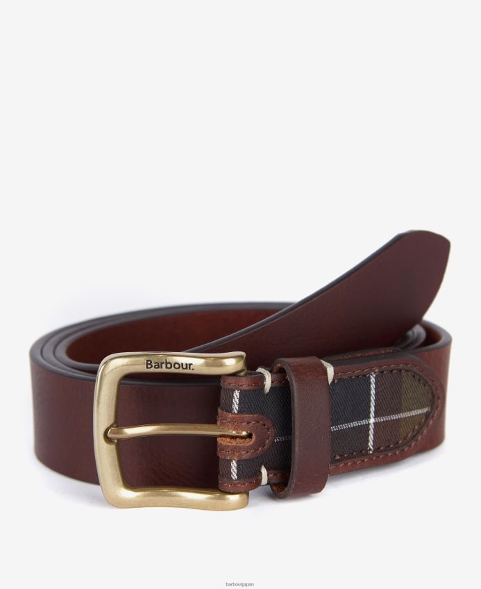 アクセサリー Barbour タータンチェック/レザーベルト クラシックブラウン 男性 RV6THF2232