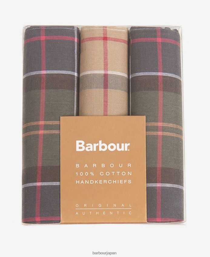 アクセサリー Barbour ハンカチギフトボックスセット ブラックウォッチ/モノクロ 男性 RV6THF2354