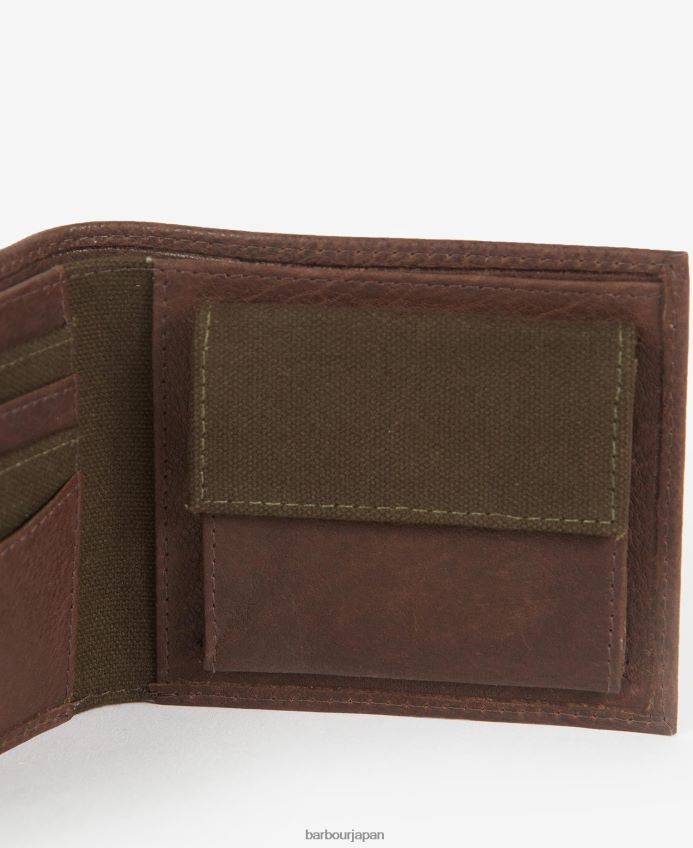 アクセサリー Barbour パドベリーの札入れ財布 ダークブラウン 男性 RV6THF2379