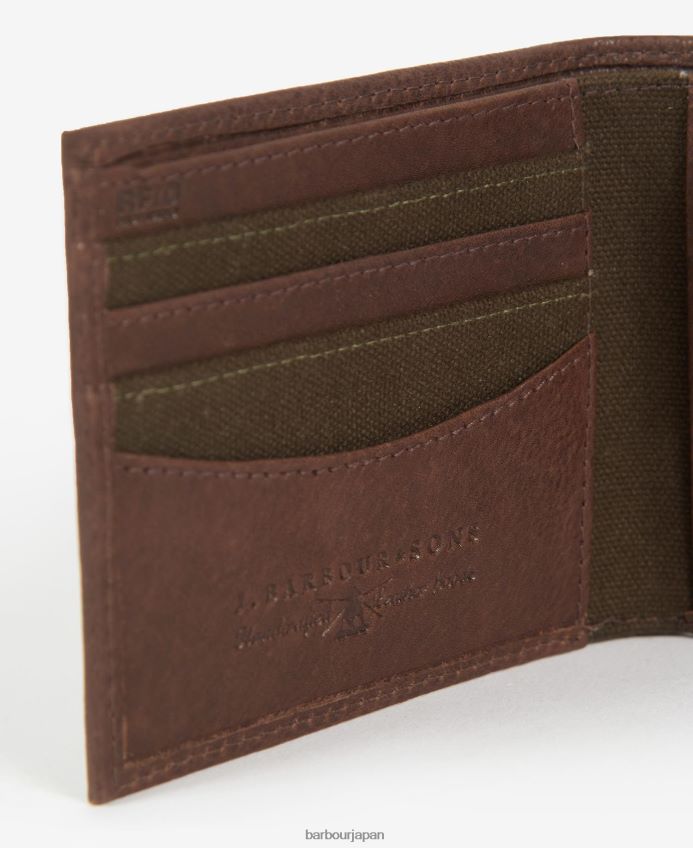 アクセサリー Barbour パドベリーの札入れ財布 ダークブラウン 男性 RV6THF2379