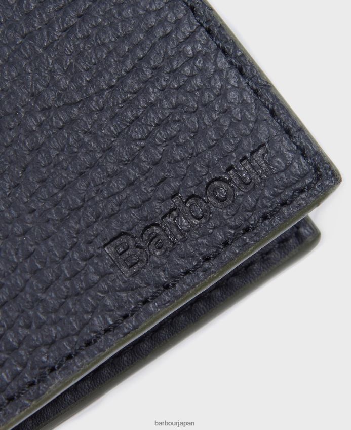 アクセサリー Barbour グレインレザーの札入れ財布 黒 男性 RV6THF2381