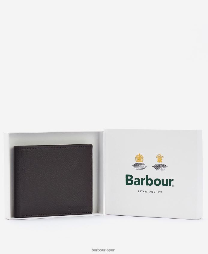 アクセサリー Barbour アンブル レザー 札入れ 財布 ダークブラウン 男性 RV6THF2383