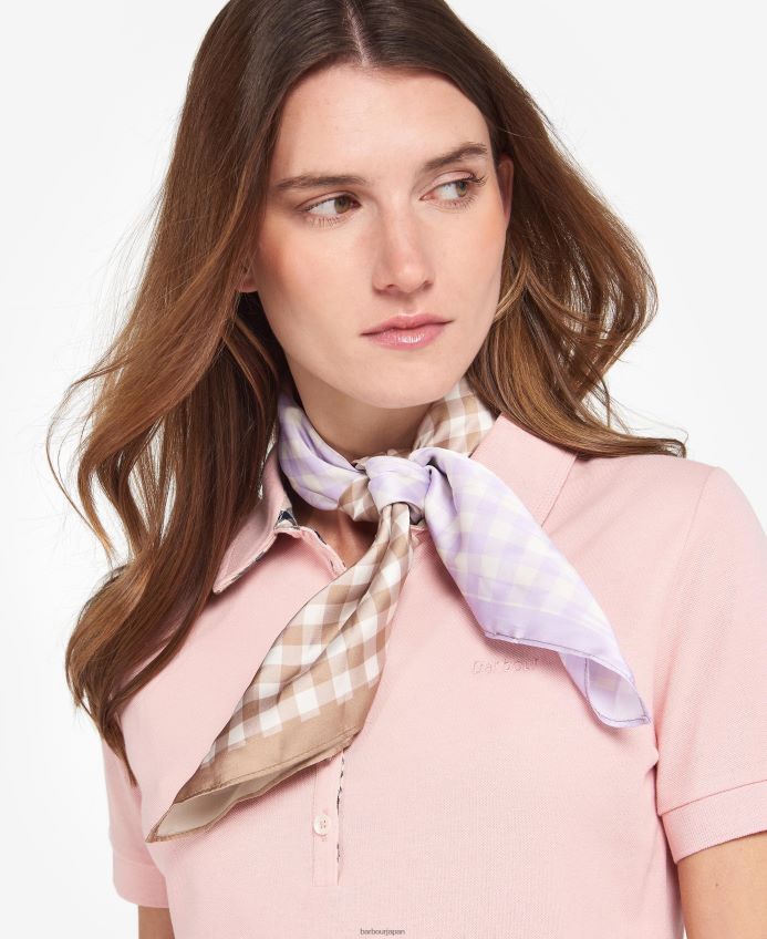 アクセサリー Barbour ダーラギンガムチェックスクエアスカーフ ネイビー/アイリス 女性 RV6THF2454