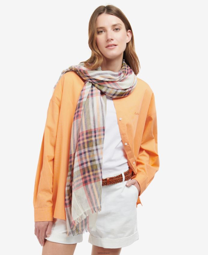アクセサリー Barbour サマーロンネンチェックスカーフ クラシックホワイト 女性 RV6THF2459