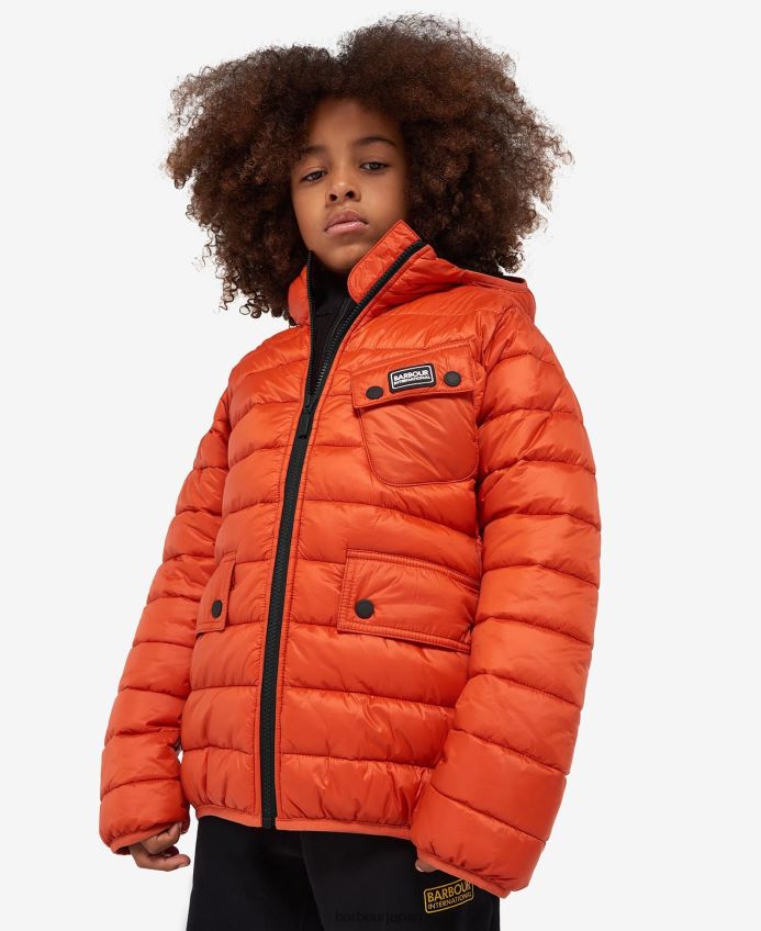 衣類 Barbour オーストン フード付きキルティングジャケット 黒/黄 男の子たち RV6THF2477