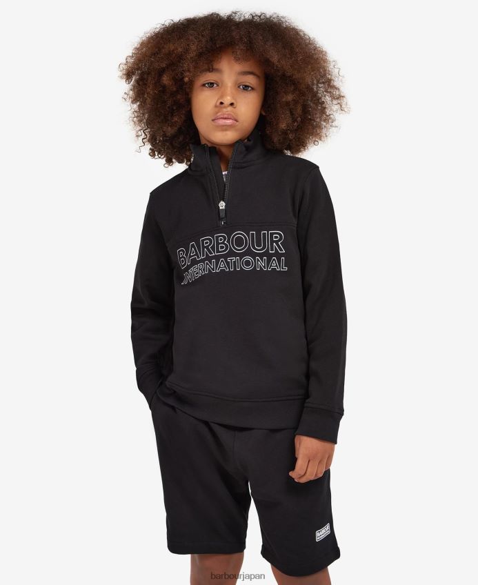 衣類 Barbour トリックハーフジップスウェットシャツ＆ショーツセット クラシックブラック 男の子たち RV6THF2536