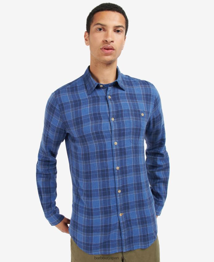 衣類 Barbour アランモア タータンチェック テーラードシャツ インクブルー 男性 RV6THF379