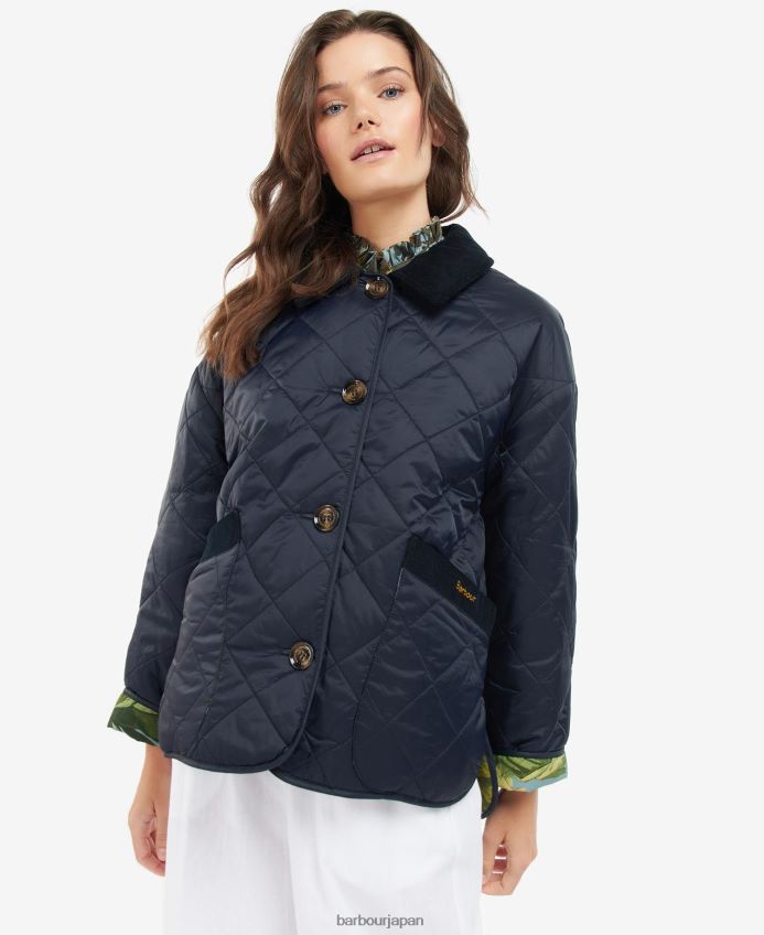 衣類 Barbour x House of Hackney グランデン リバーシブルキルティングジャケット ダークネイビー/リメリレンス/スカイ 女性 RV6THF1432