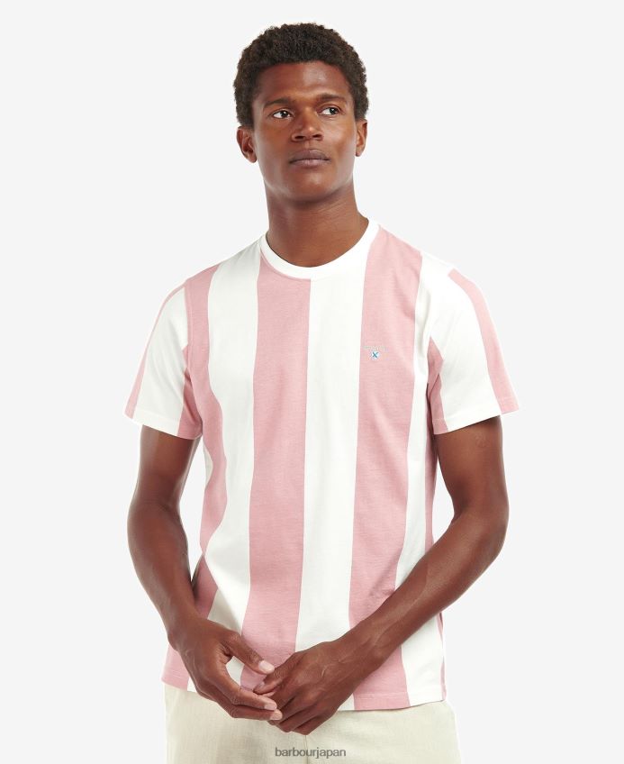 衣類 Barbour オズボーンストライプTシャツ ピンクの塩 男性 RV6THF806