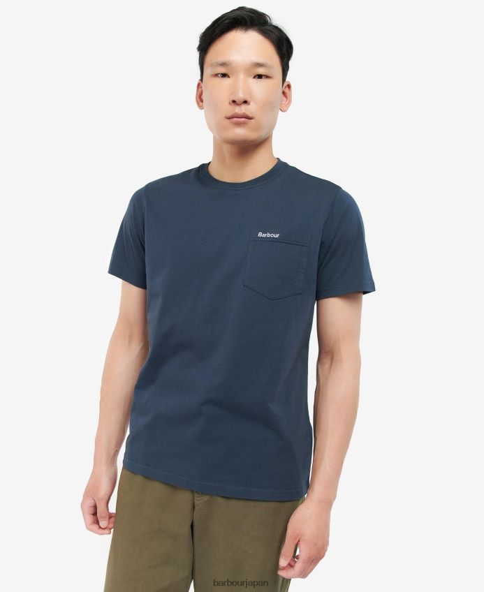 衣類 Barbour ラングドンポケットTシャツ クラシックネイビー 男性 RV6THF918