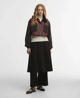Barbour x GANNI タータンペプラムワックスジャケット