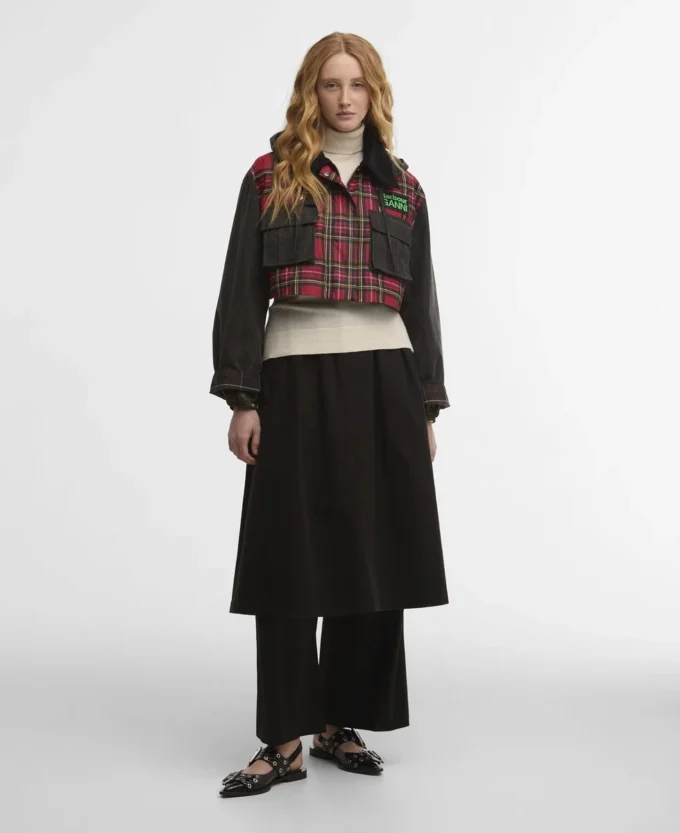Barbour x GANNI タータンペプラムワックスジャケット Barbour x GANNI タータンペプラムワックスジャケット