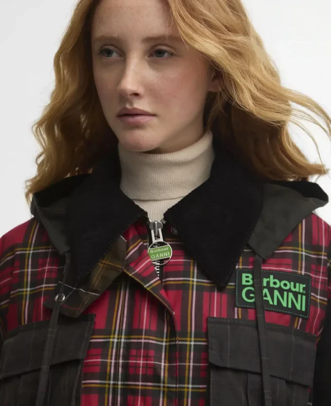 Barbour x GANNI タータンペプラムワックスジャケット Barbour x GANNI タータンペプラムワックスジャケット