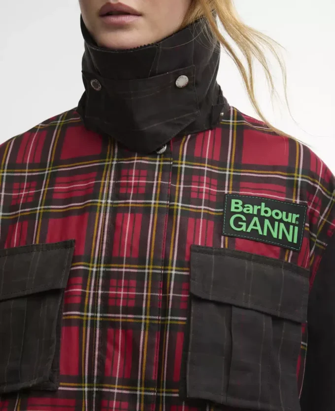 Barbour x GANNI タータンペプラムワックスジャケット Barbour x GANNI タータンペプラムワックスジャケット