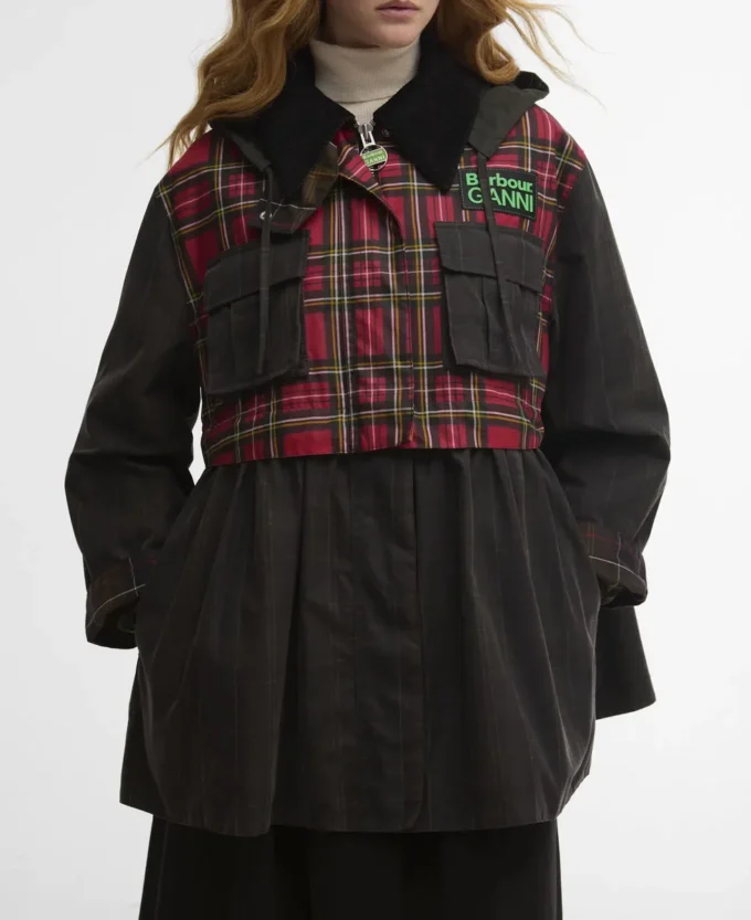 Barbour x GANNI タータンペプラムワックスジャケット Barbour x GANNI タータンペプラムワックスジャケット