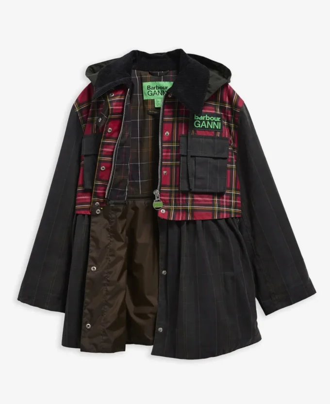 Barbour x GANNI タータンペプラムワックスジャケット Barbour x GANNI タータンペプラムワックスジャケット